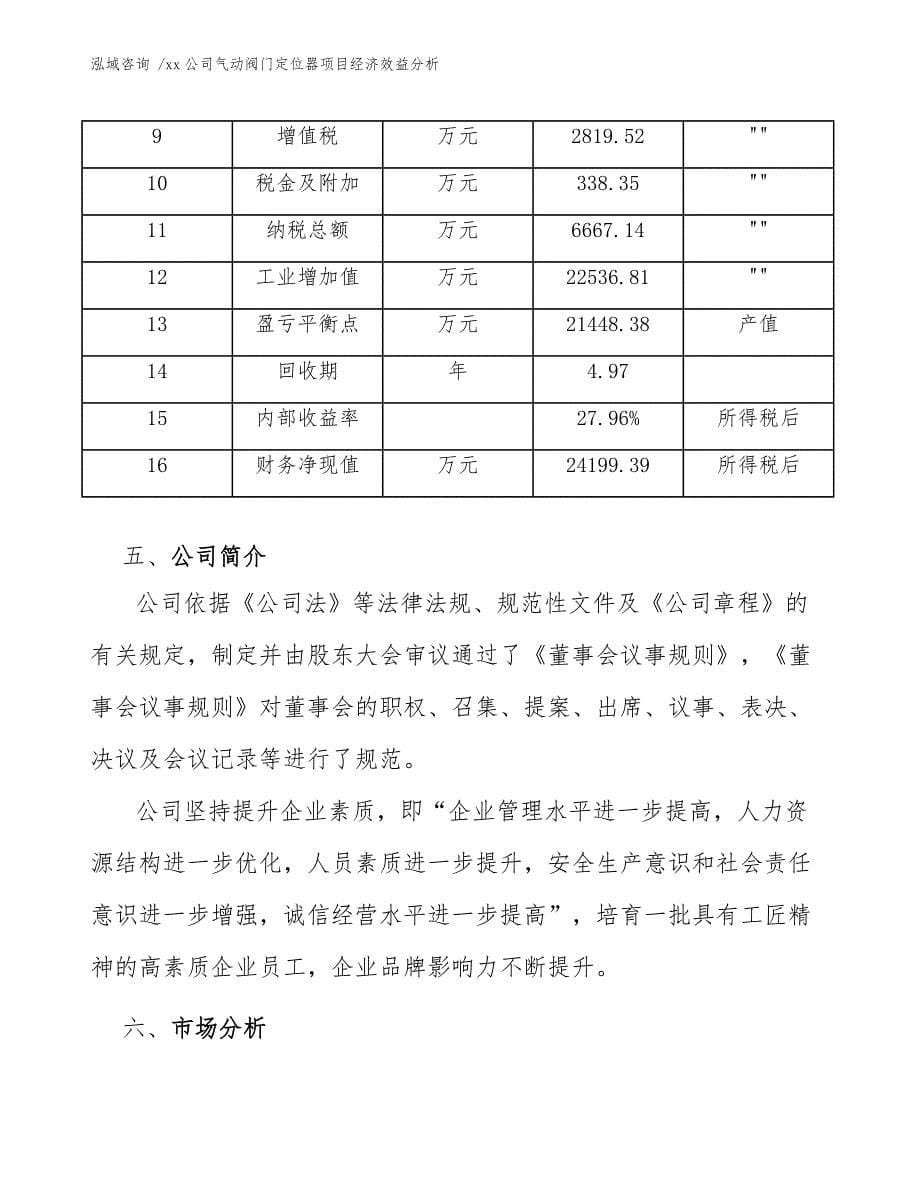 xx公司气动阀门定位器项目经济效益分析（参考模板）_第5页