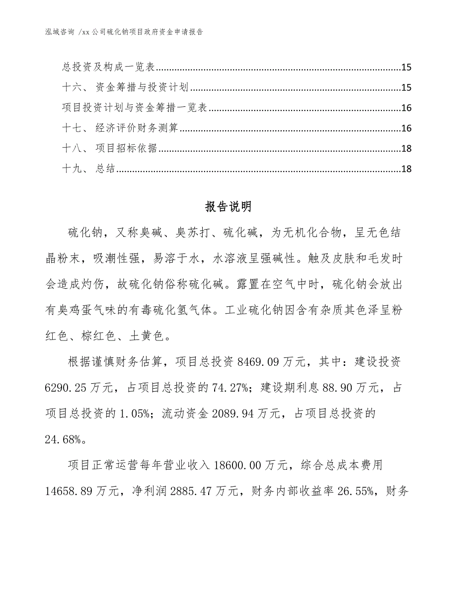 xx公司硫化钠项目政府资金申请报告（模板）_第2页