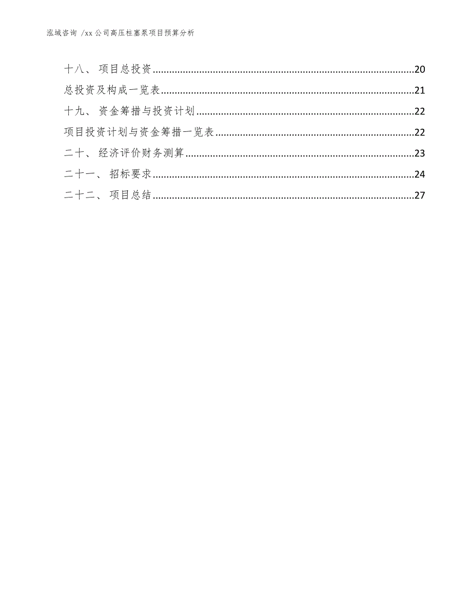 xx公司高压柱塞泵项目预算分析（模板范文）_第2页