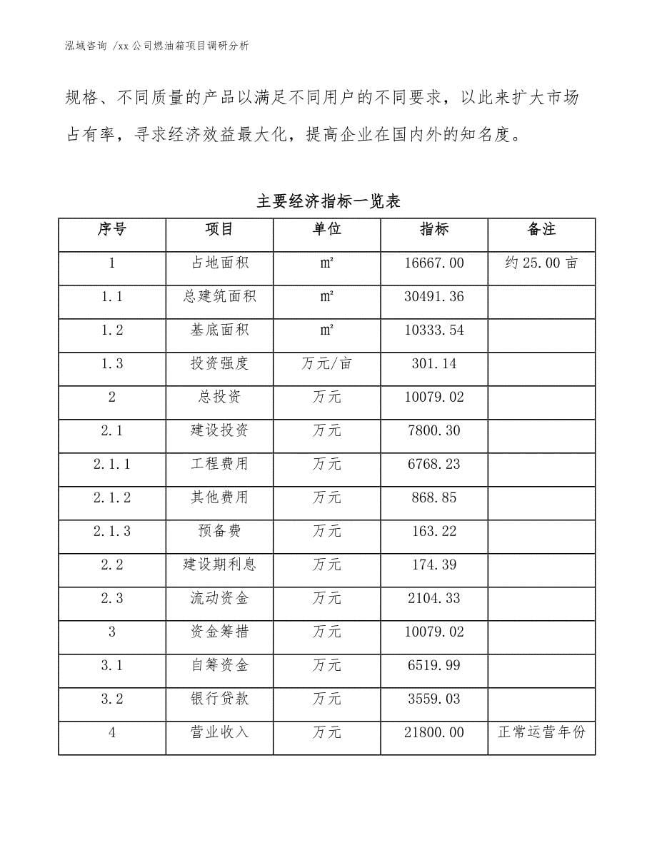 xx公司燃油箱项目调研分析（模板参考）_第5页