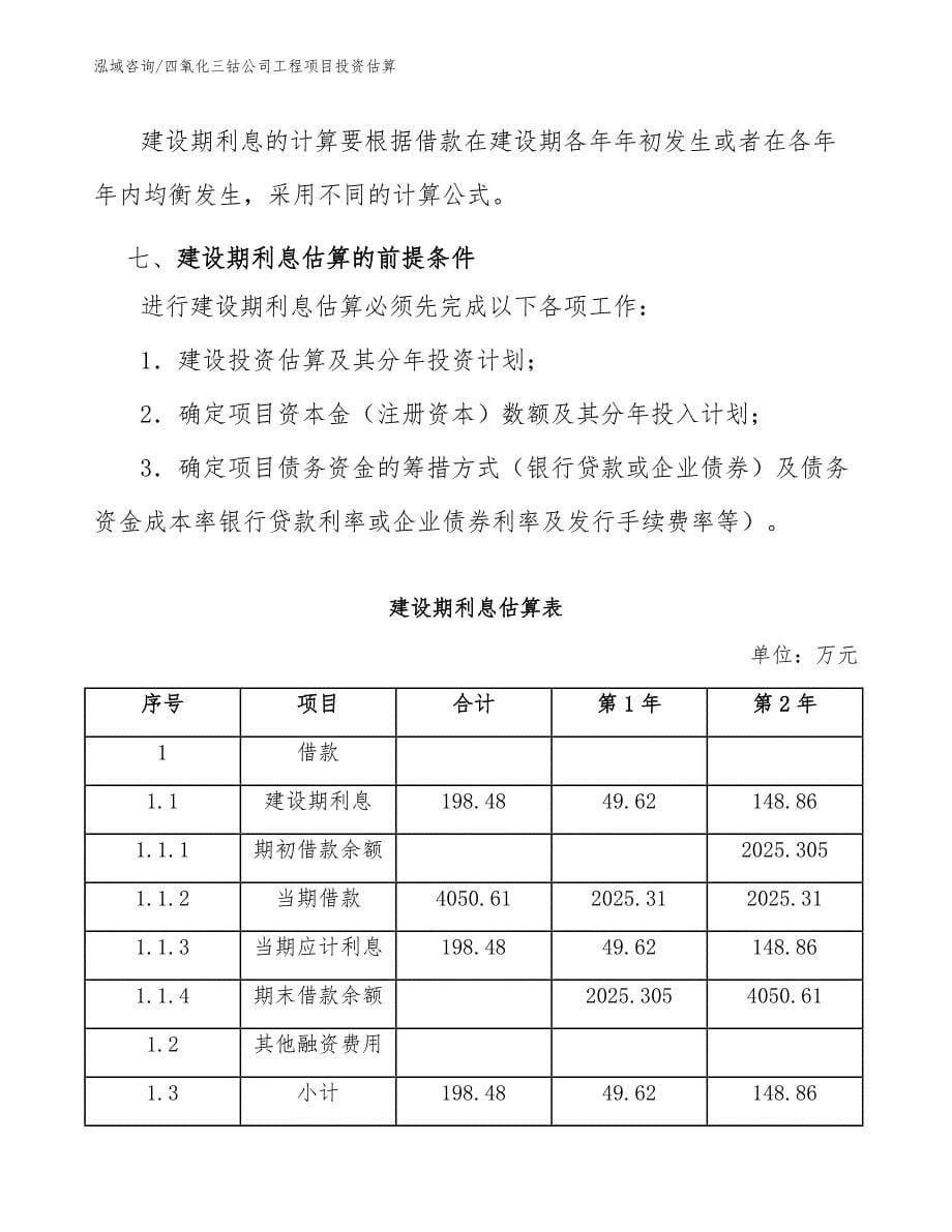 四氧化三钴公司工程项目投资估算（工程管理）_第5页