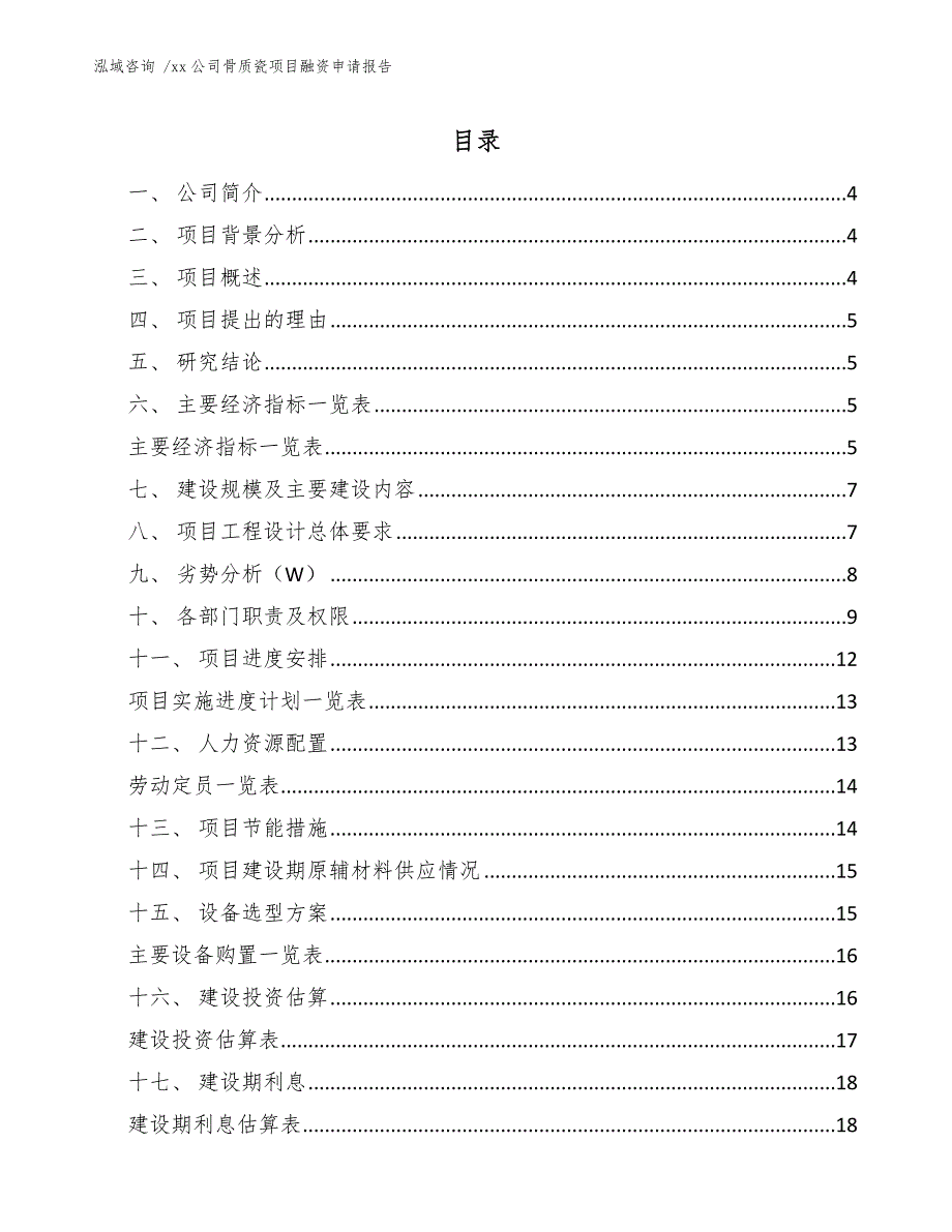 xx公司骨质瓷项目融资申请报告（模板）_第1页