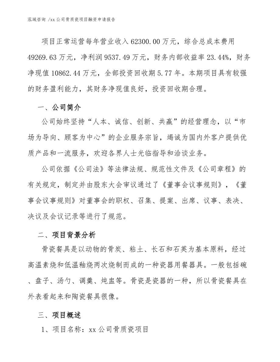 xx公司骨质瓷项目融资申请报告（模板）_第4页