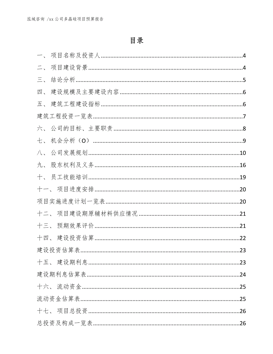 xx公司多晶硅项目预算报告（参考模板）_第2页