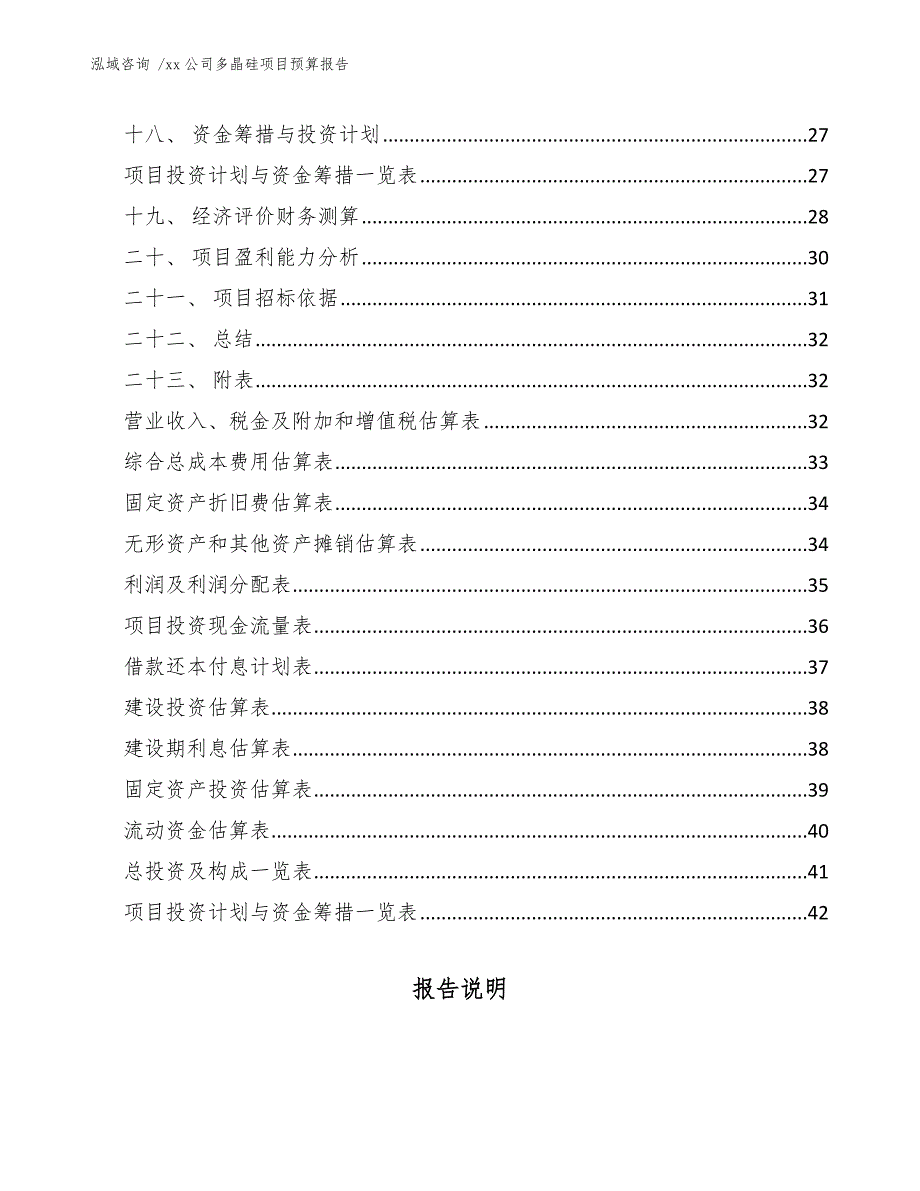 xx公司多晶硅项目预算报告（参考模板）_第3页