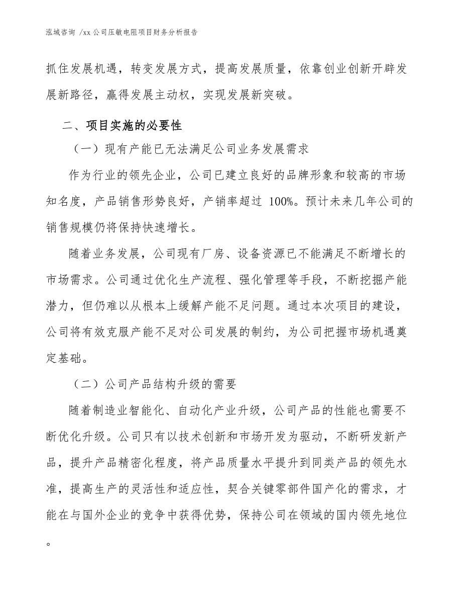 xx公司压敏电阻项目财务分析报告（范文参考）_第5页