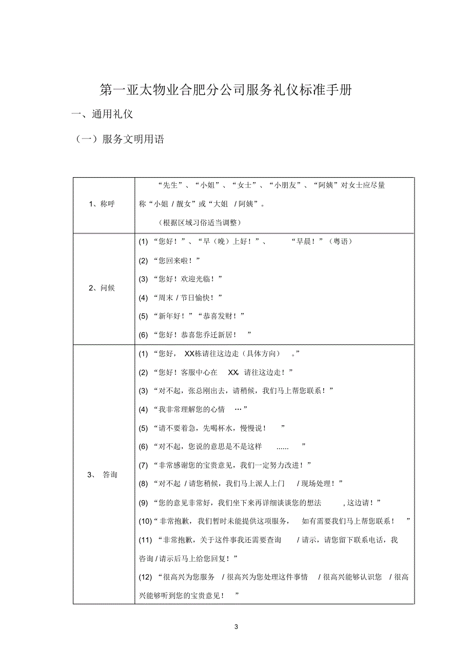 物业服务礼仪标准手册_第3页