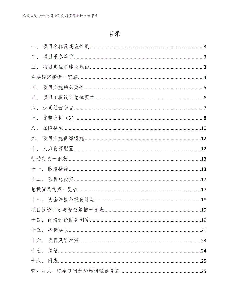 xx公司光引发剂项目批地申请报告（模板范文）_第1页