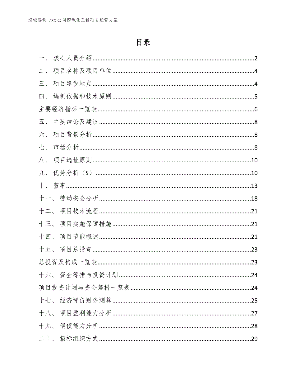 xx公司四氧化三钴项目经营方案（参考范文）_第1页