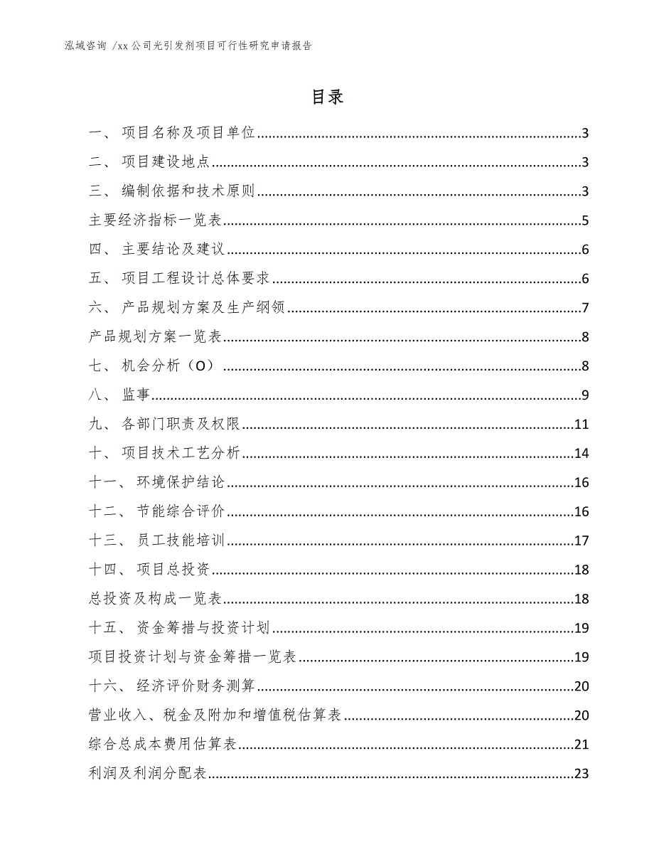 xx公司光引发剂项目可行性研究申请报告（模板范本）_第1页