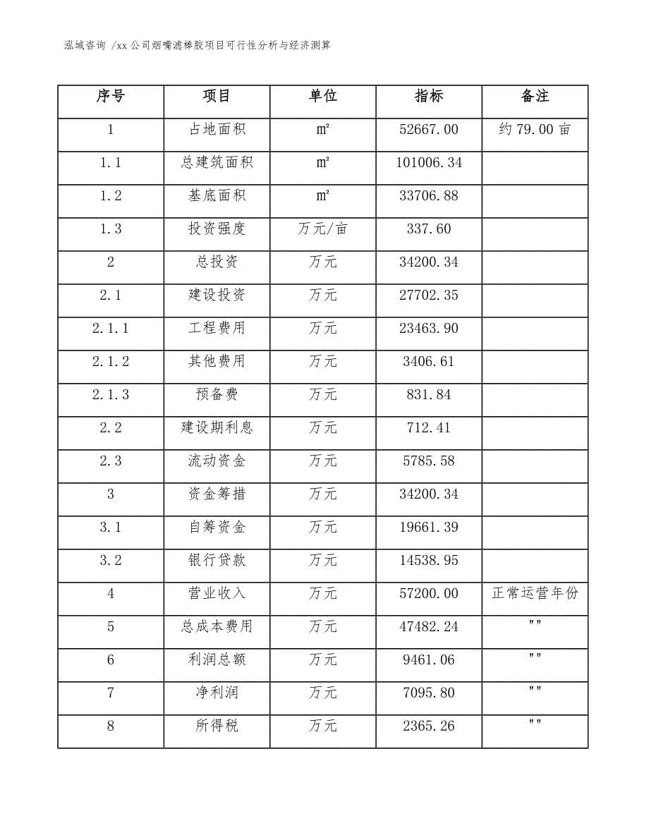 xx公司烟嘴滤棒胶项目可行性分析与经济测算（模板）_第5页