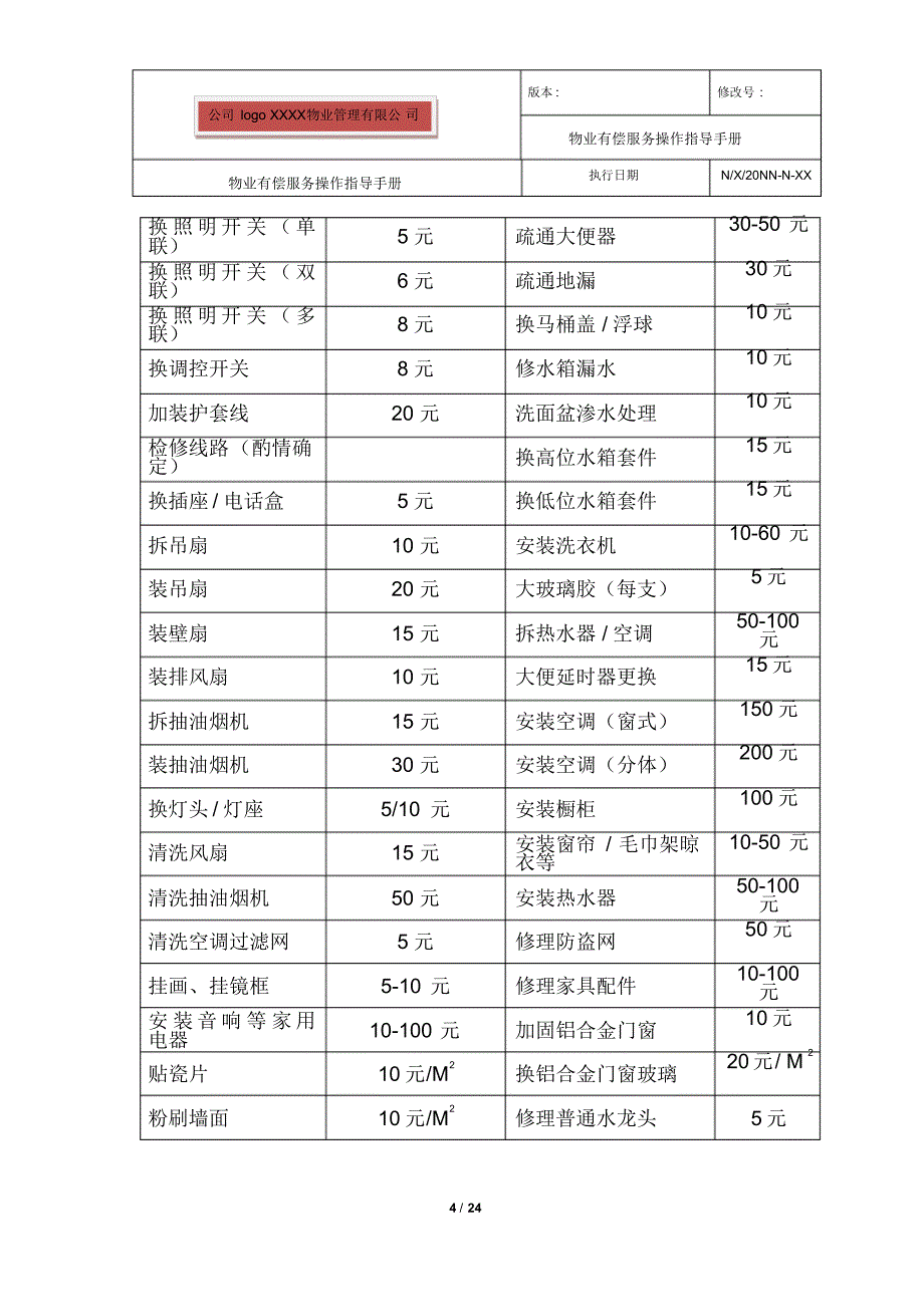 物业有偿服务操作指导手册_第4页