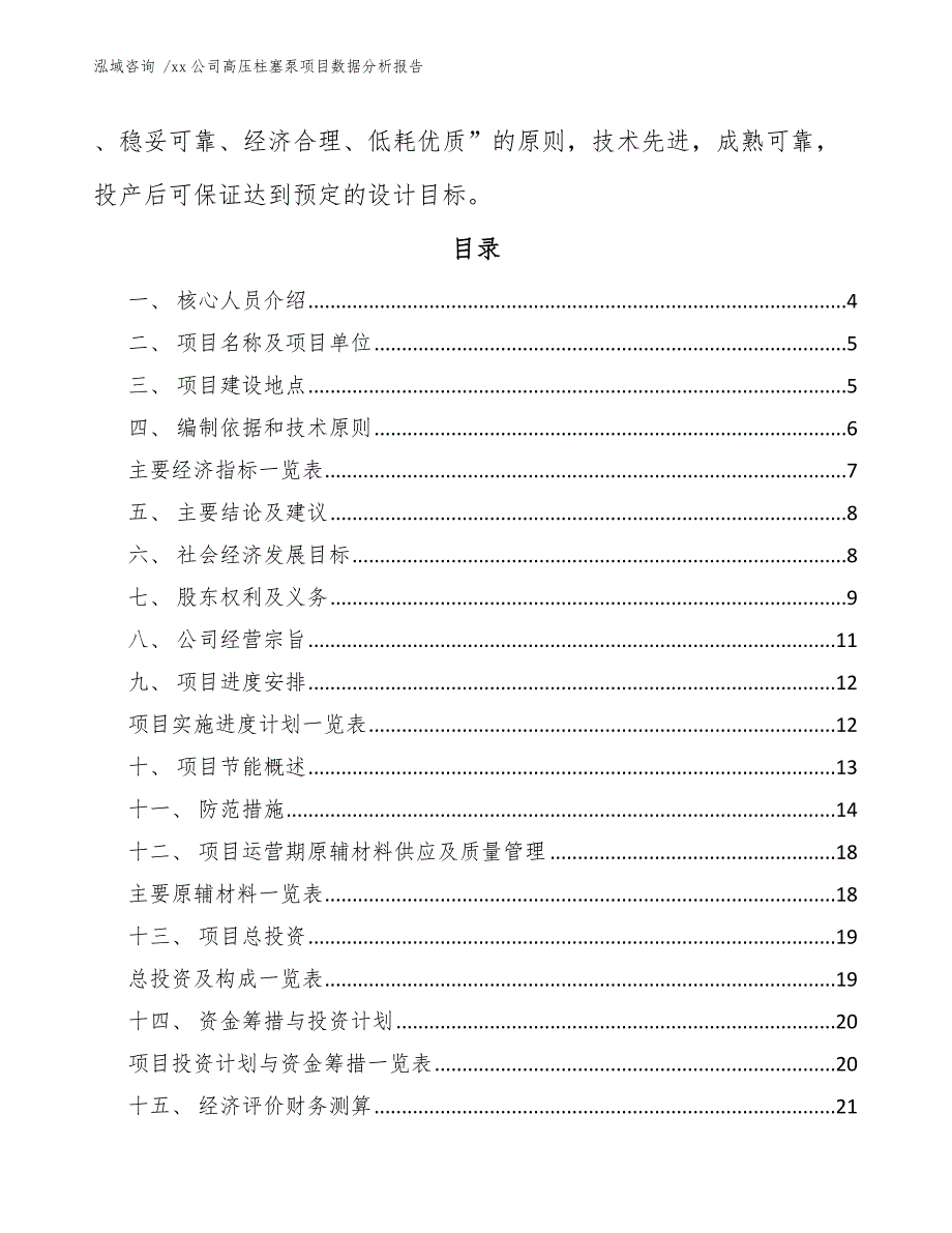 xx公司高压柱塞泵项目数据分析报告（范文模板）_第2页