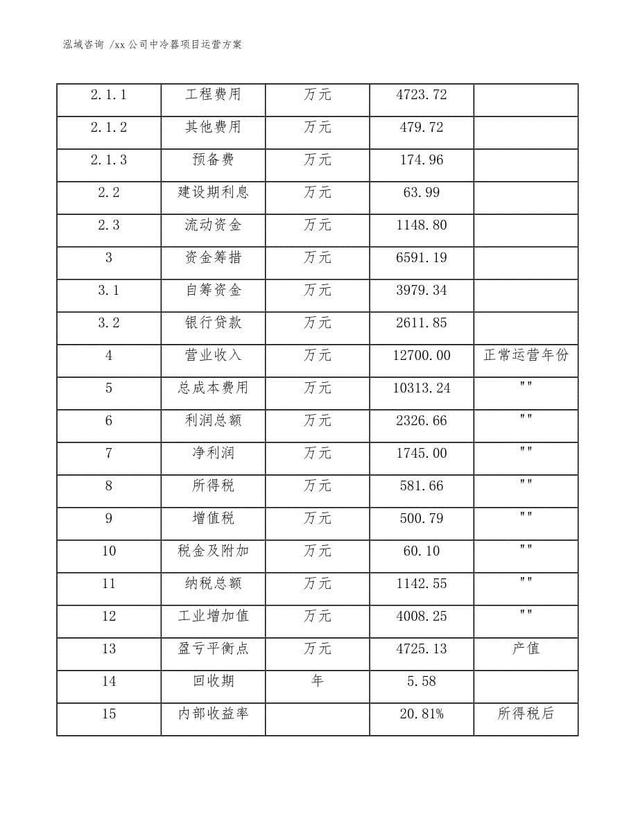 xx公司中冷器项目运营方案（模板范文）_第5页