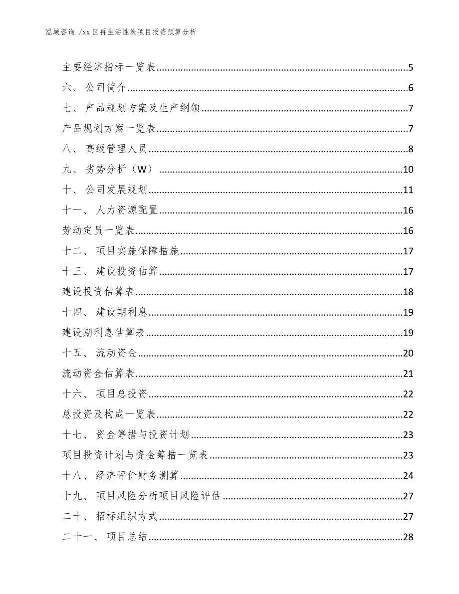 xx区再生活性炭项目投资预算分析（模板）_第2页