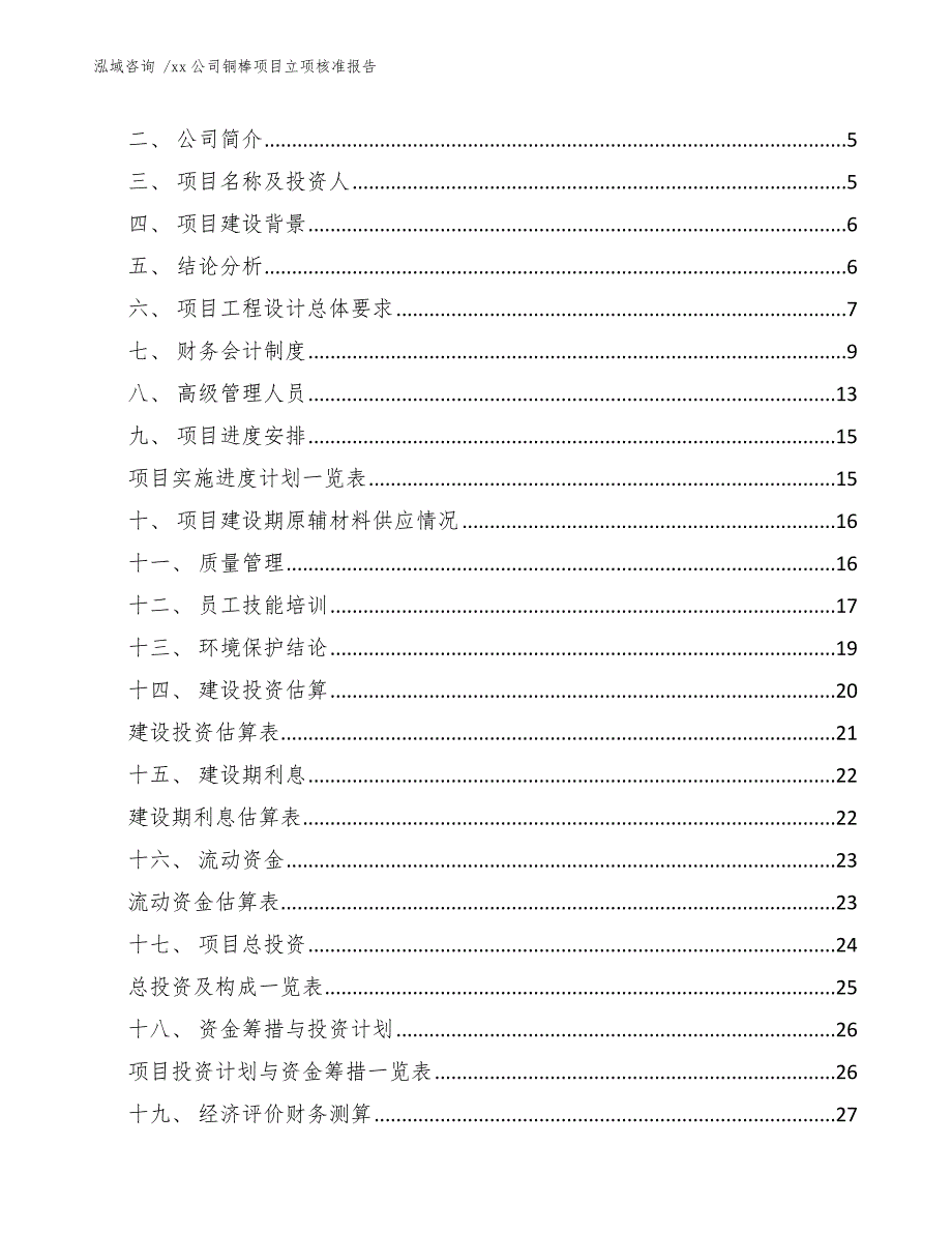 xx公司铜棒项目立项核准报告（范文模板）_第2页