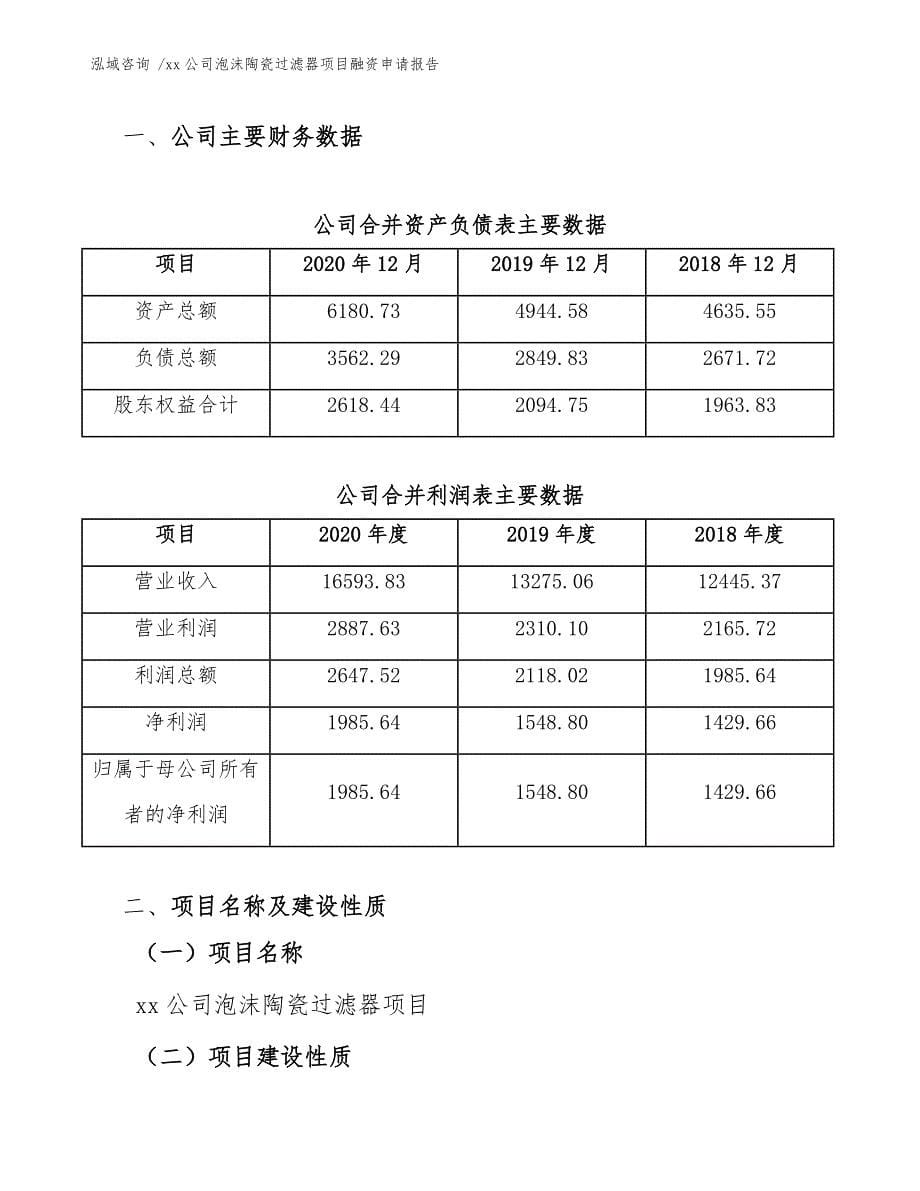 xx公司泡沫陶瓷过滤器项目融资申请报告（模板范本）_第5页