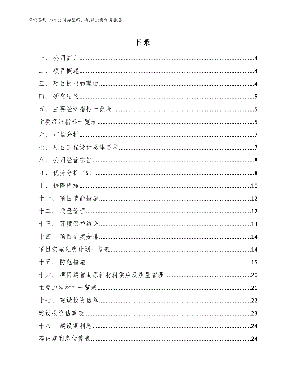 xx公司异型铜排项目投资预算报告（模板参考）_第2页