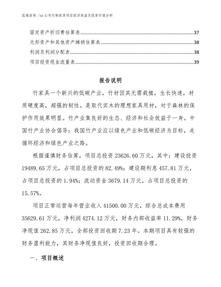 xx公司竹制家具项目经济效益及投资价值分析（模板）_第3页