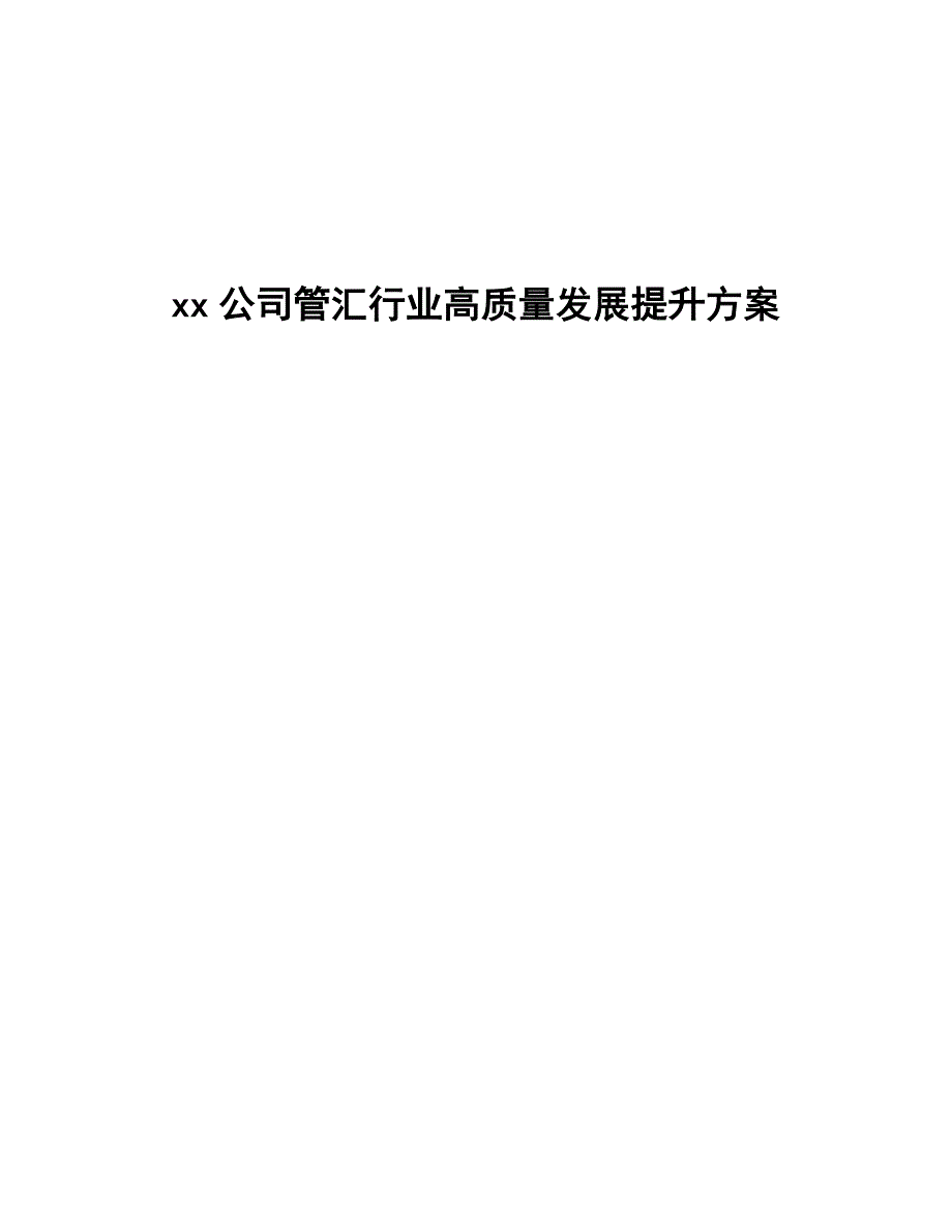 xx公司管汇行业高质量发展提升方案（参考意见稿）_第1页