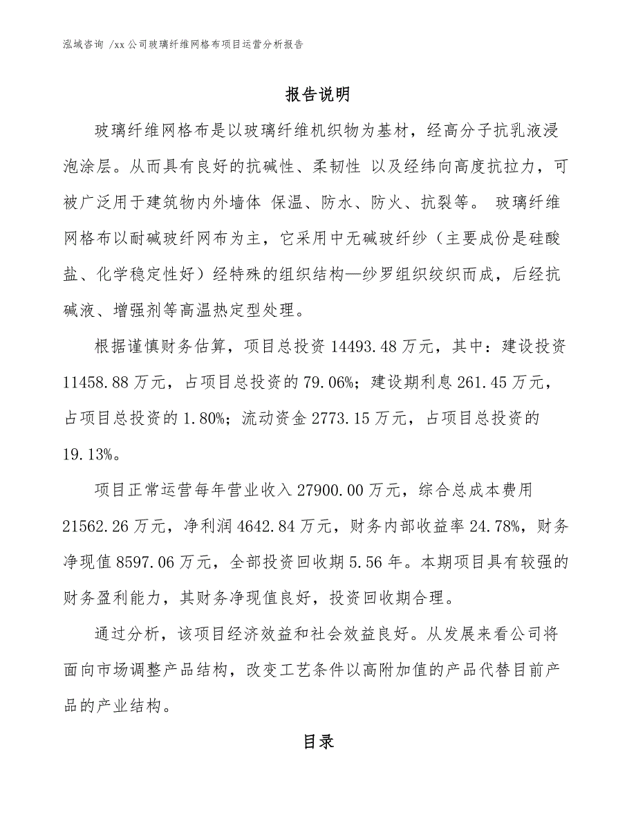 xx公司玻璃纤维网格布项目运营分析报告（范文）_第2页