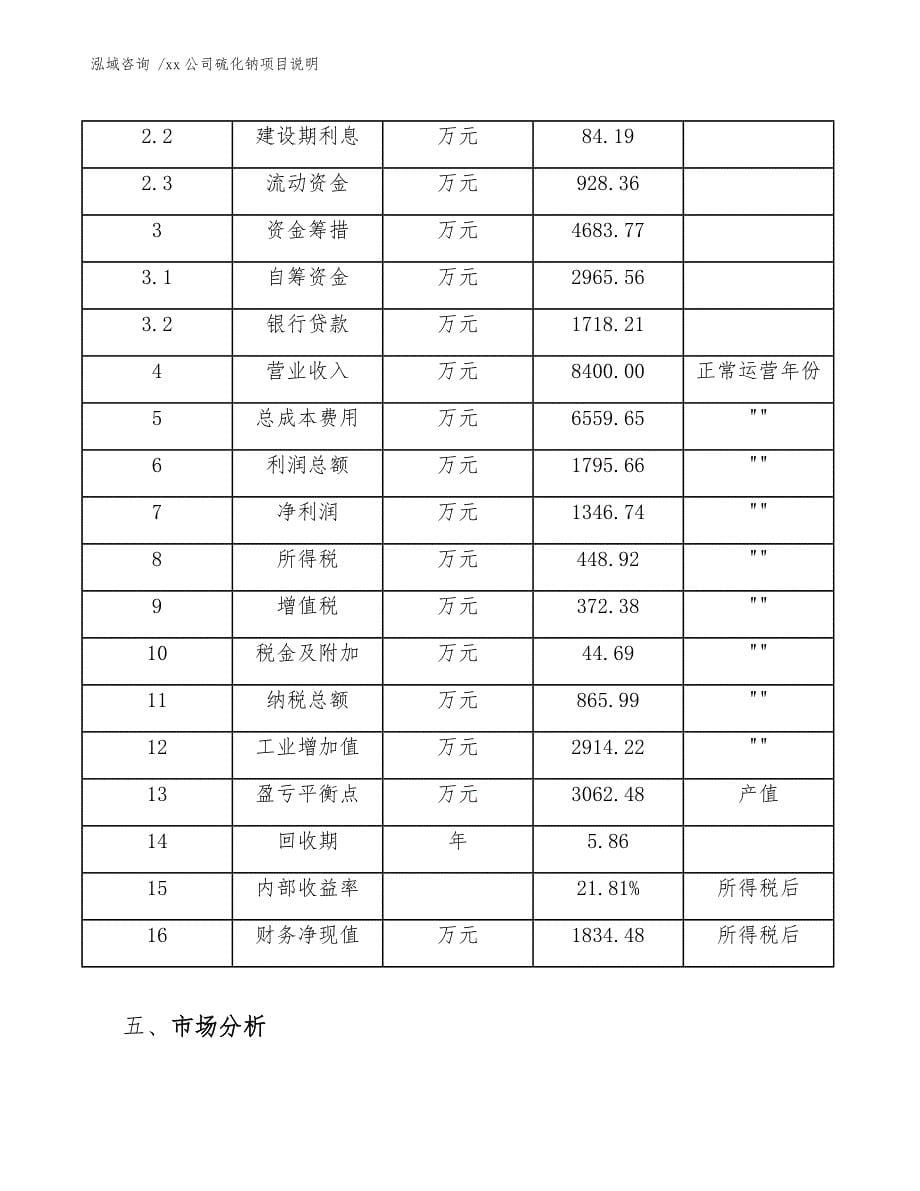 xx公司硫化钠项目说明（参考范文）_第5页