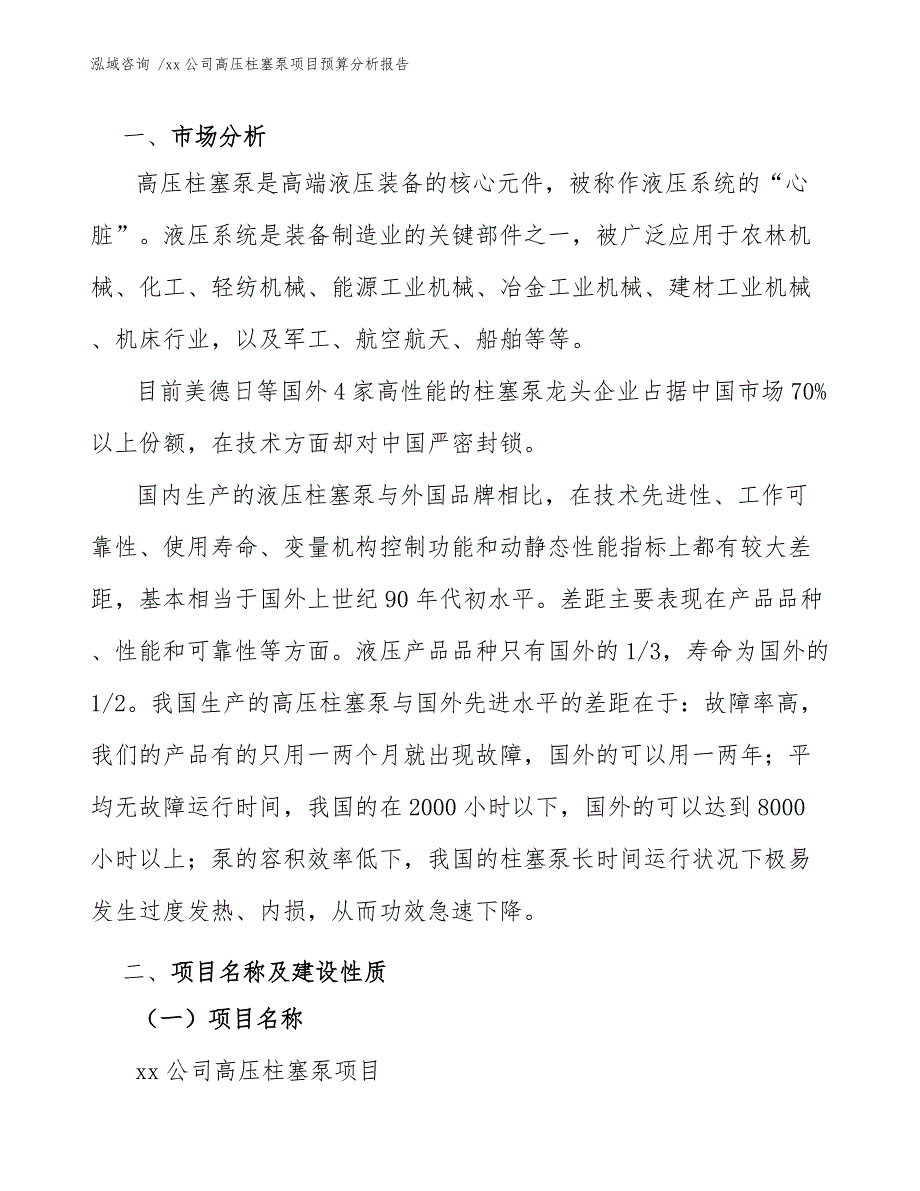 xx公司高压柱塞泵项目预算分析报告（模板参考）_第4页