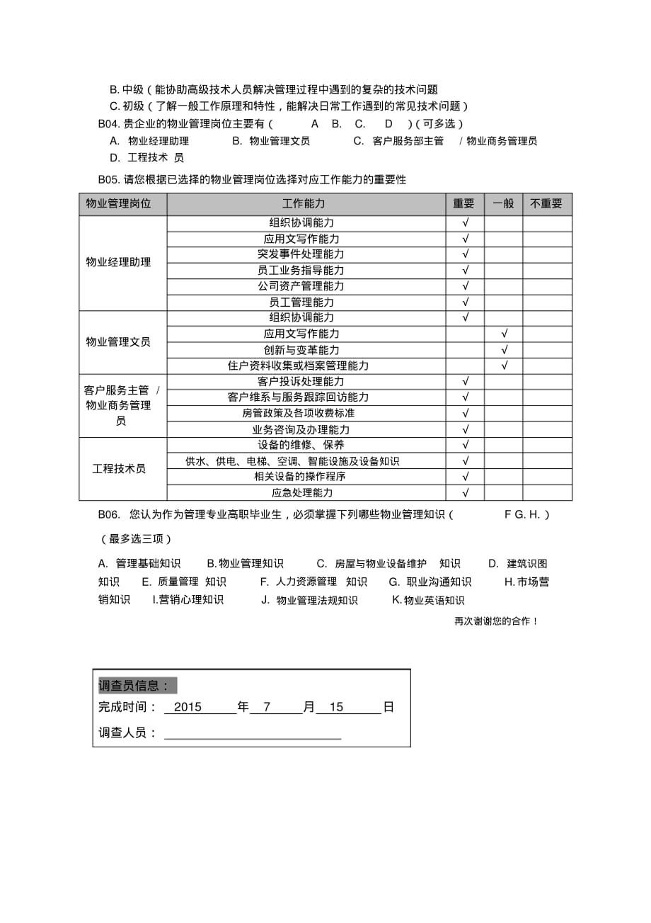 物业管理企业人才需求情况调查问卷_第2页