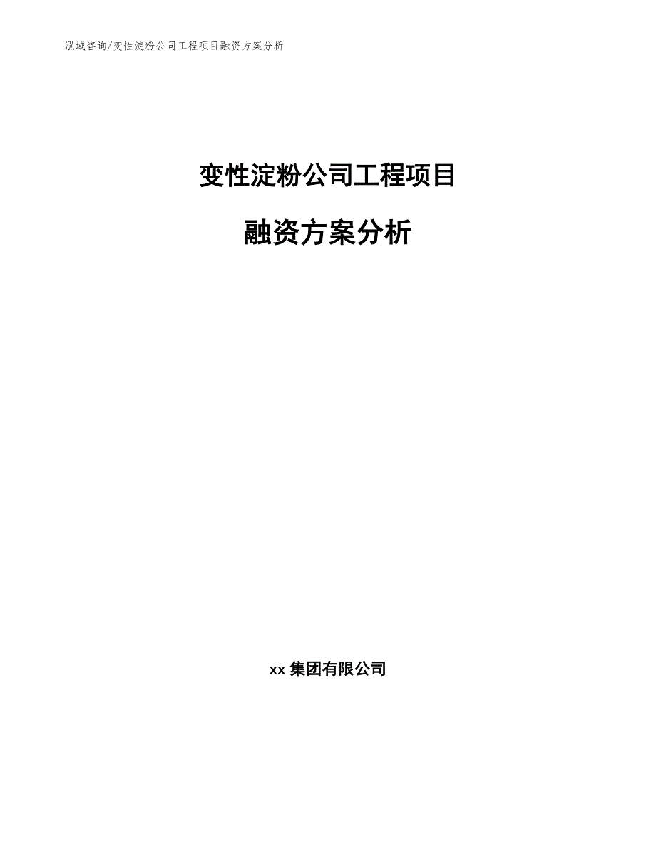 变性淀粉公司工程项目融资方案分析（工程项目管理）_第1页