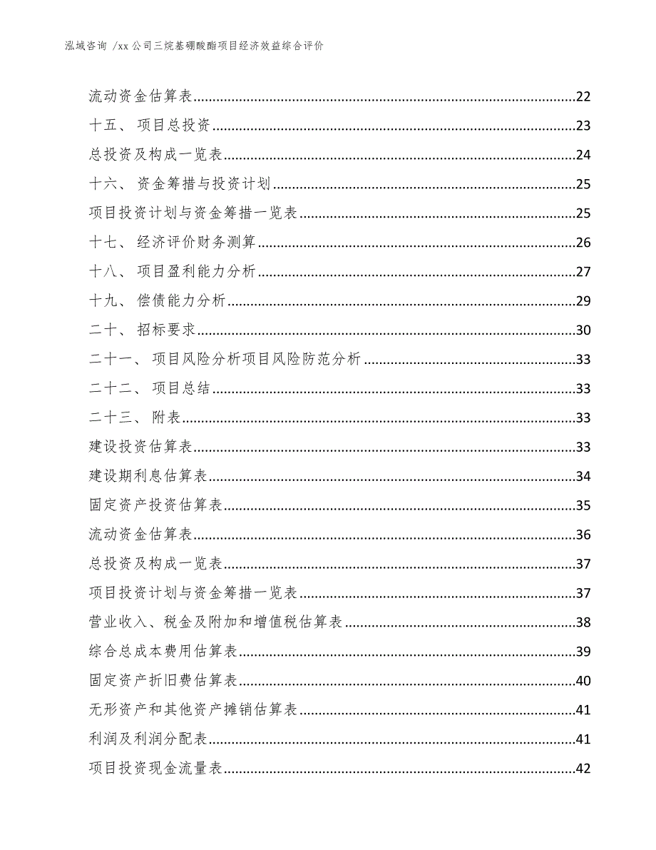 xx公司三烷基硼酸酯项目经济效益综合评价（模板范本）_第2页