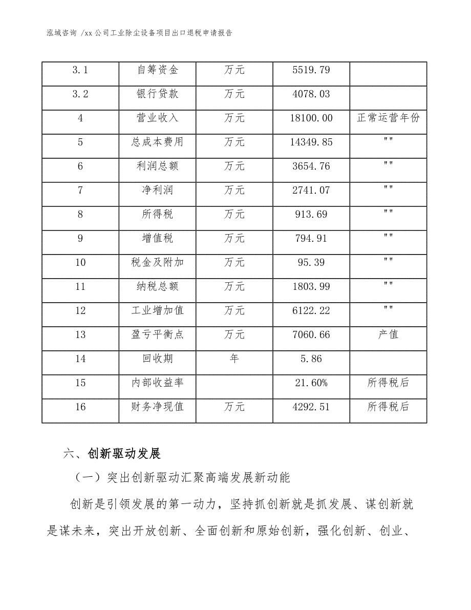 xx公司工业除尘设备项目出口退税申请报告（模板范本）_第5页