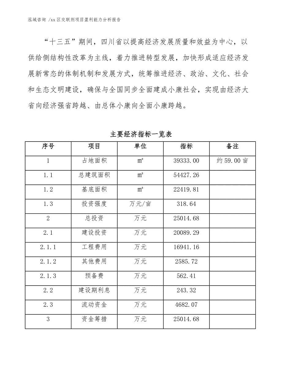 xx区交联剂项目盈利能力分析报告（范文模板）_第5页