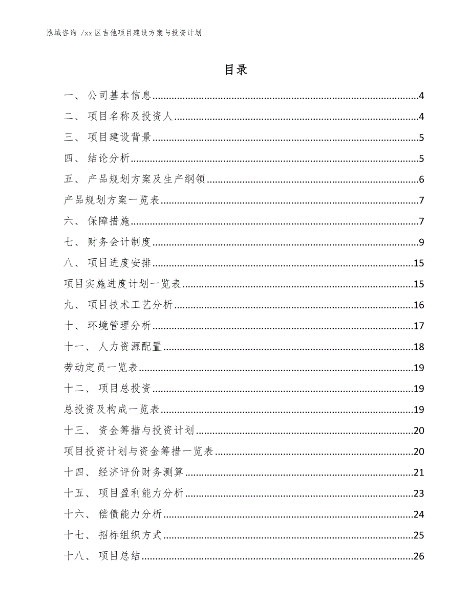 xx区吉他项目建设与投资计划（模板范本）_第2页