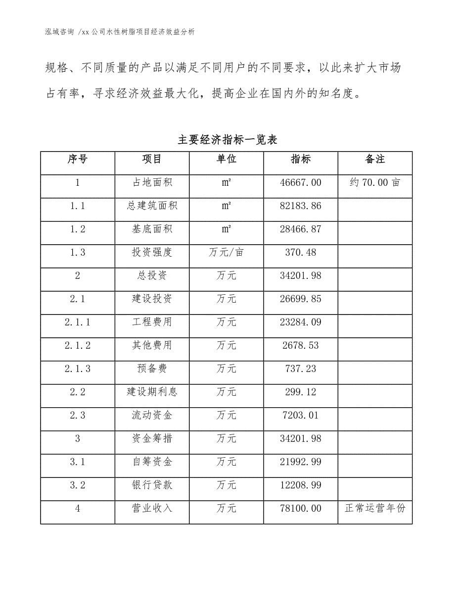 xx公司水性树脂项目经济效益分析（模板）_第5页