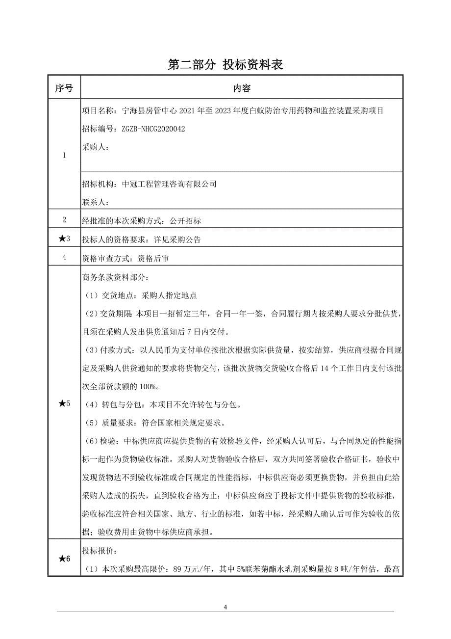 白蚁防治专用药物和监控装置采购项目招标文件范本_第5页