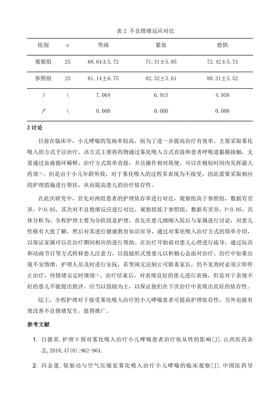 研究全程护理对小儿哮喘雾化吸入治疗效果及依从性、情绪等方面的影响_第4页