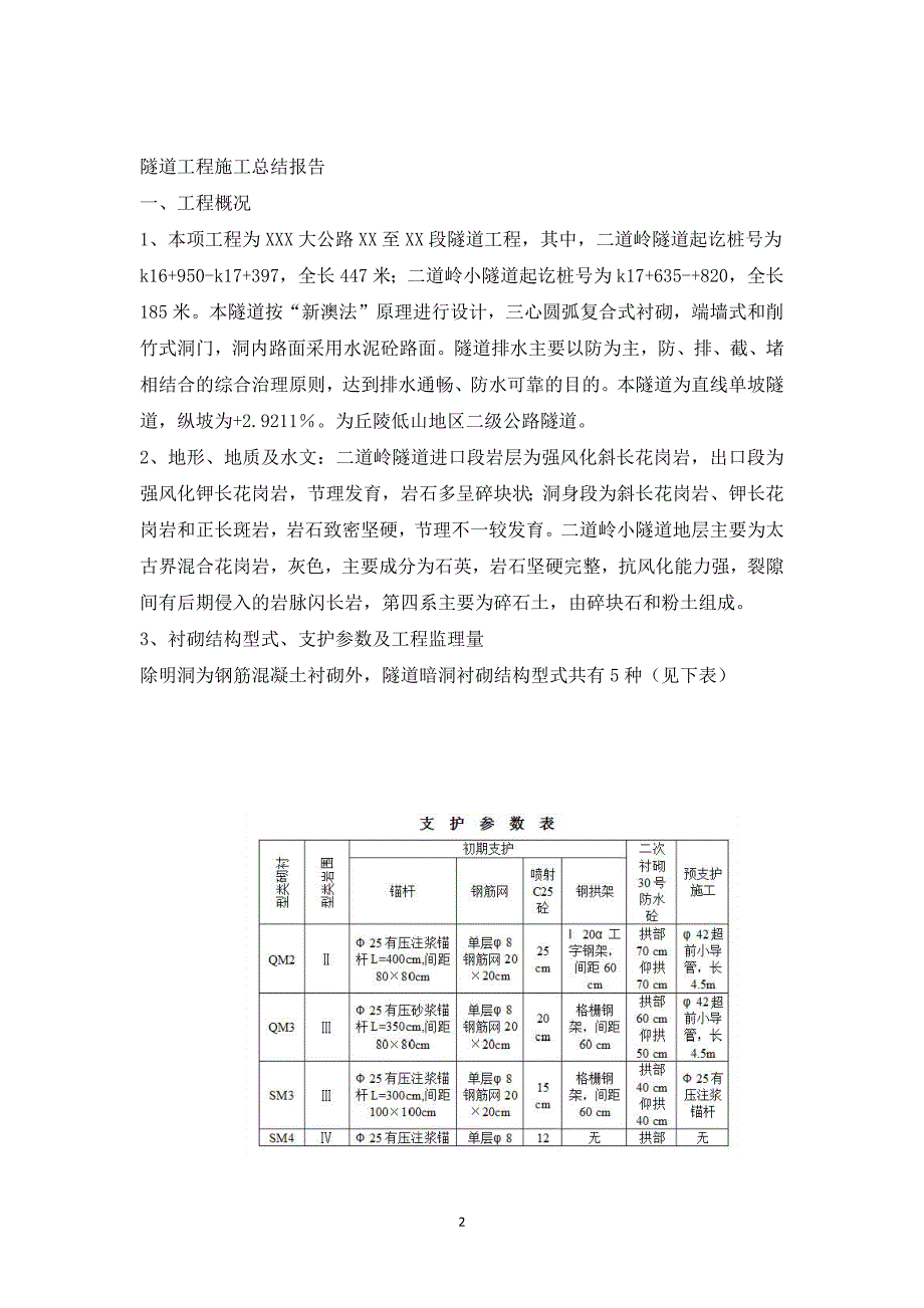 隧道工程施工总结报告_1_第2页