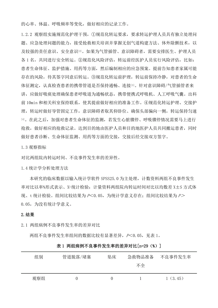 规范化护理在急诊危重症患者安全转运中的应用效果_第3页