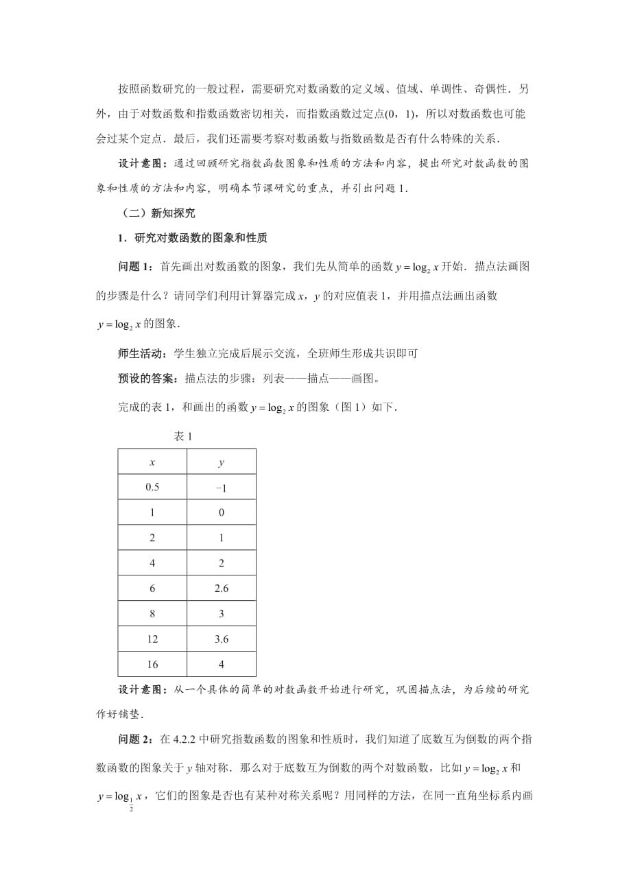 《对数函数的图象和性质》示范公开课教学设计【高中数学人教版】_第2页