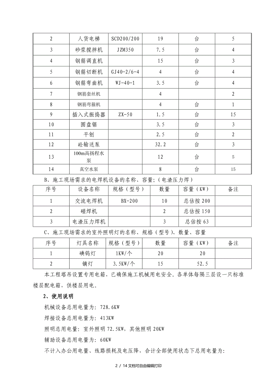 工程临时用电施工方案范文_第2页