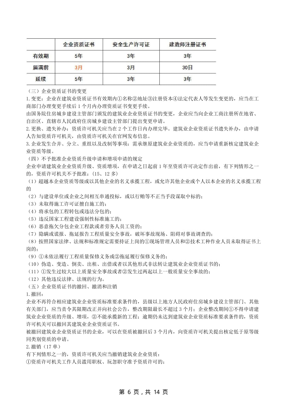 2021年一建法规章节考点精析 1Z302020-建设工程施工企业从业资格制度_第2页