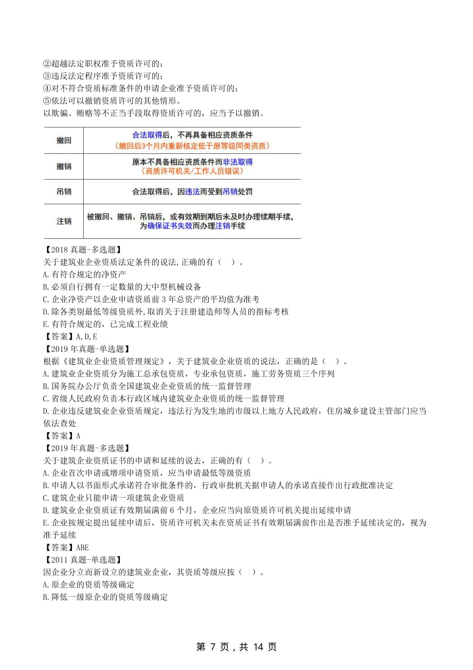 2021年一建法规章节考点精析 1Z302020-建设工程施工企业从业资格制度_第3页