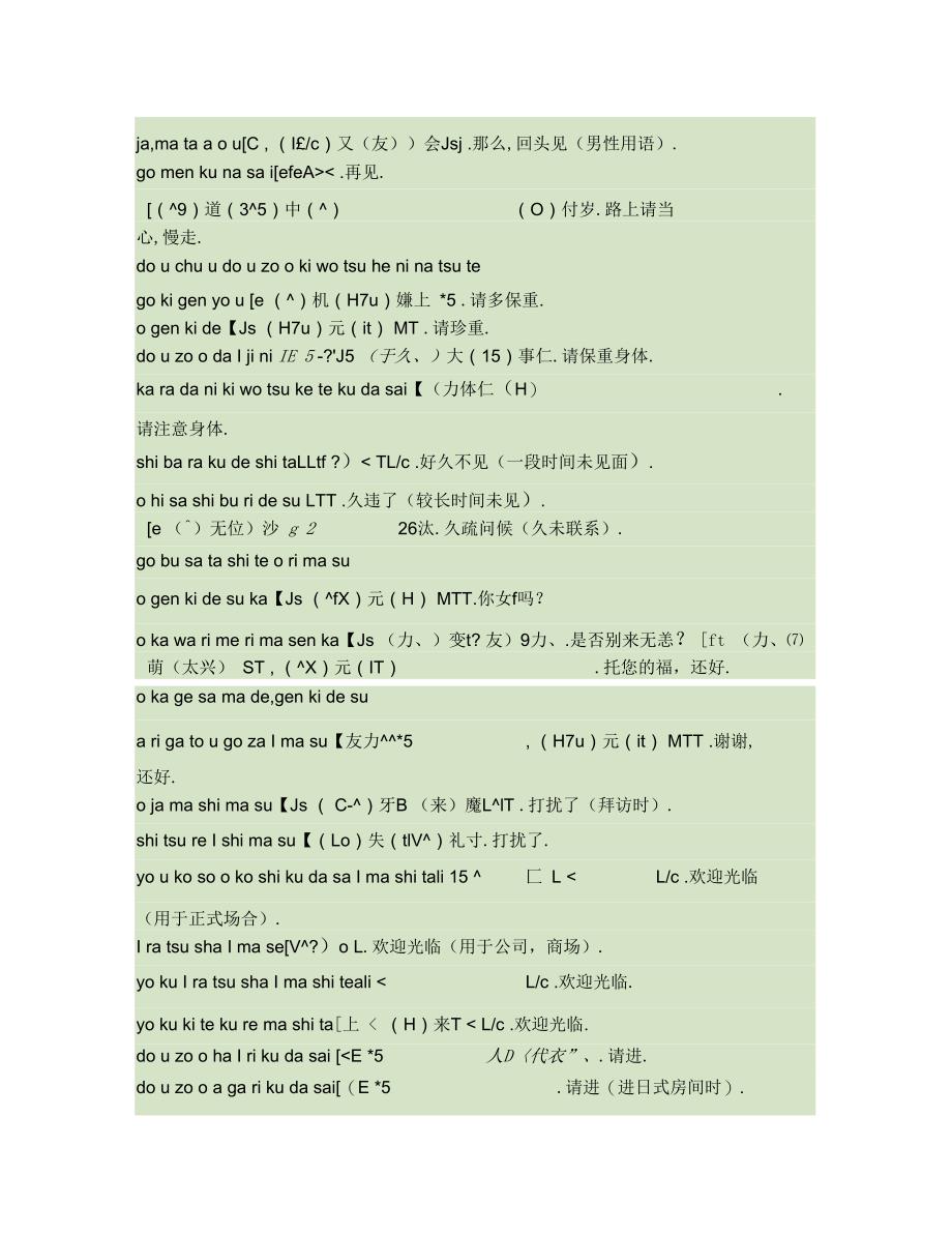 日语五十音图及日常用语汇总_第2页