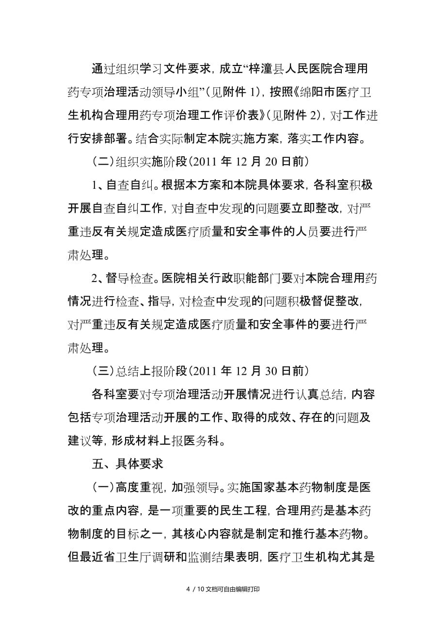 合理用药专项治理活动工作方案(方案计划书)_第4页