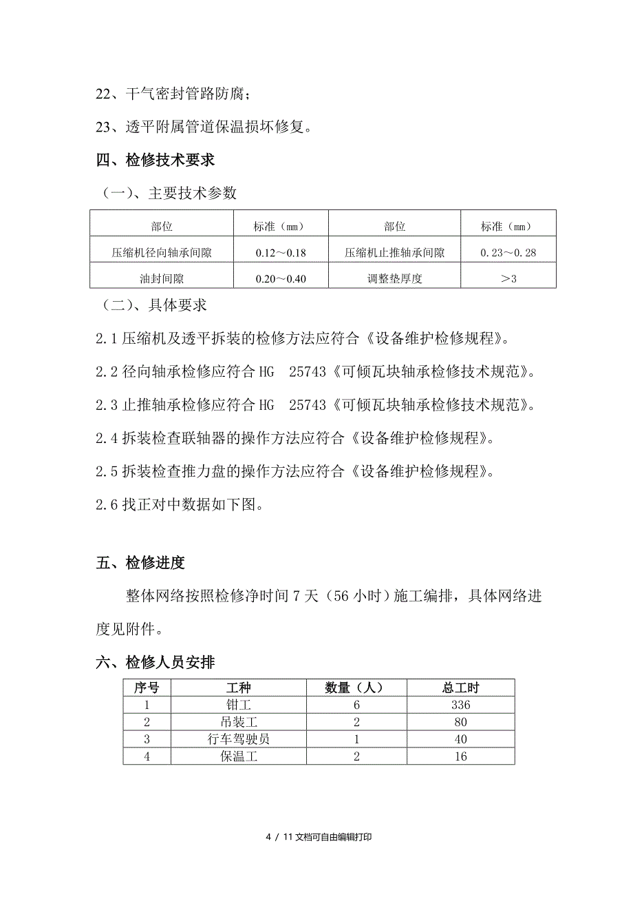 合成气压缩机(103J)大修技术方案(方案计划书)_第4页