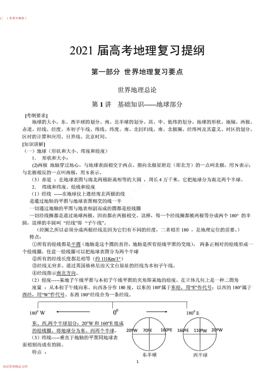 [精品]2021届高考地理复习提纲_第1页