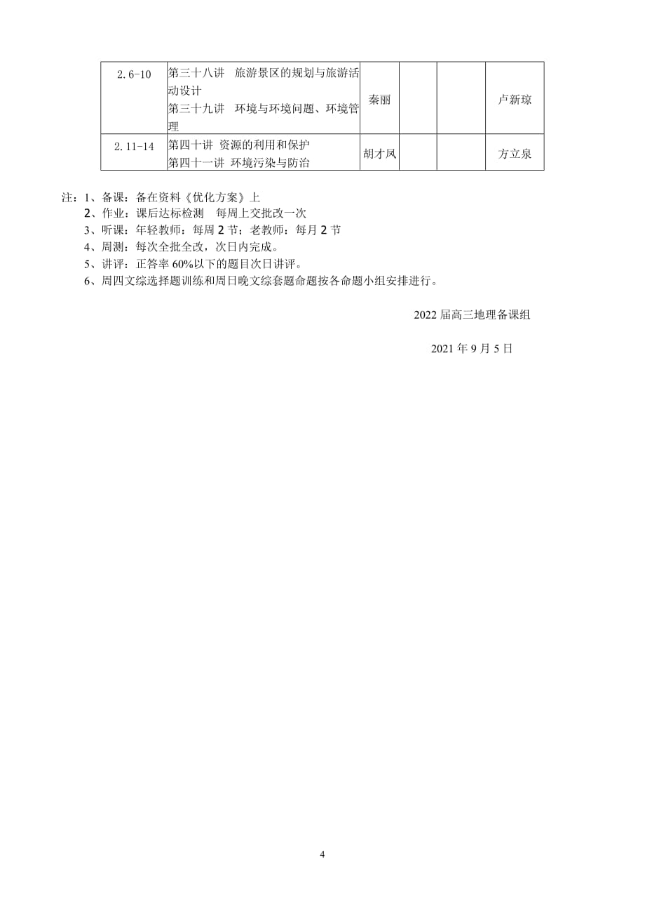 2022届高三上学期地理复习工作计划_第4页