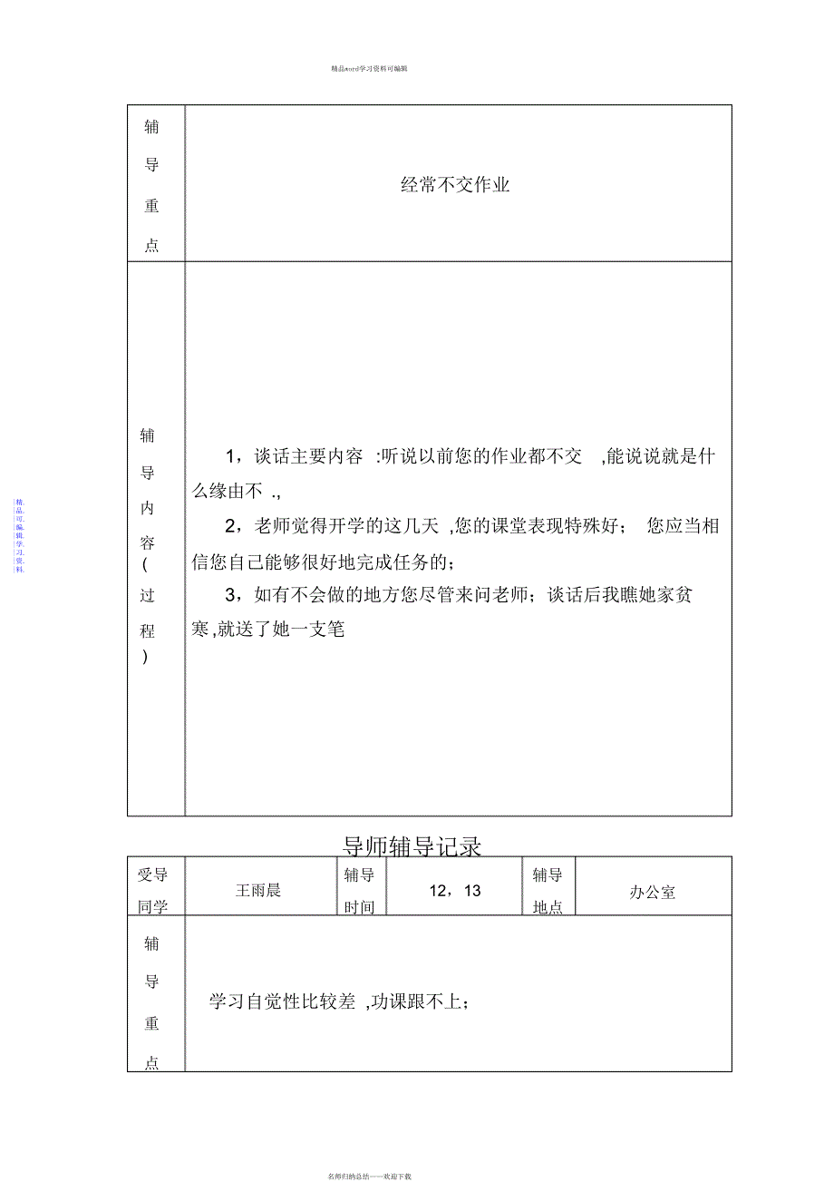 2021年全员育人导师制导师辅导记录_第2页