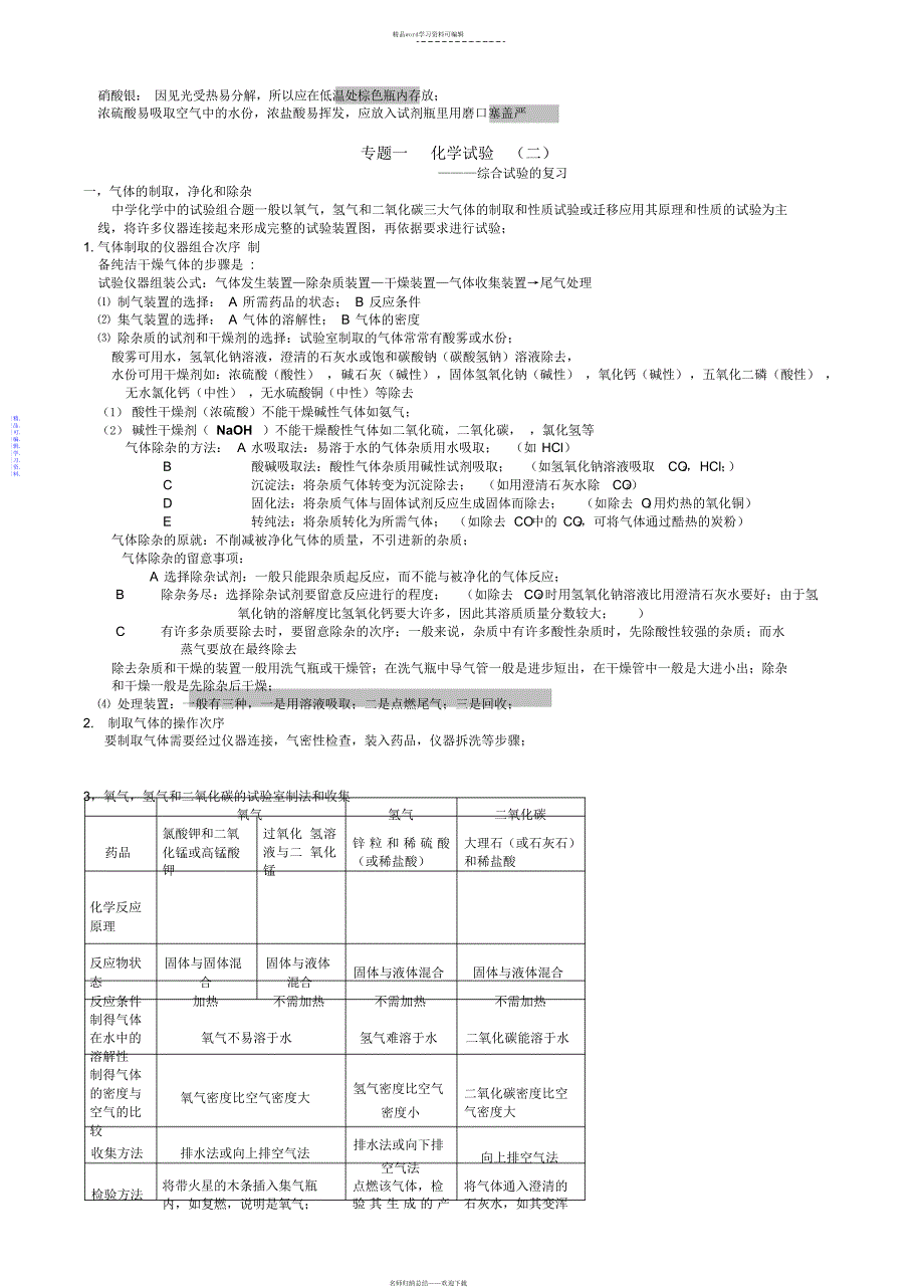 2021年中考化学实验专题——知识要点_第3页