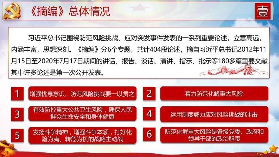 学习《关于防范风险挑战应对突发事件论述摘编》党课动态教育实用PPT解析课件_第5页